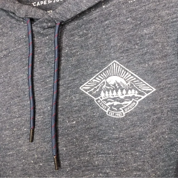 Graphic Outdoor Mountain Long Sleeve Shirt Hoodie Heathered Navy Blue Men’s M - Picture 6 of 6